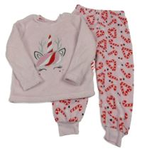 Světlerůžové plyšové pyžamo s jednorožcem Primark 