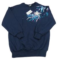 Nové - Tmavomdrá dlouhá mikina s hvězdičkami z flitrů George 