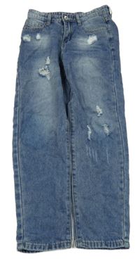 Modré rifle s dírami Shein