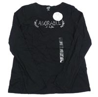 Nové - Černé triko s nápisem Kiabi 