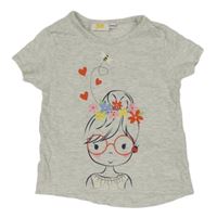 Šedé melírované tričko s holčičkou Kids