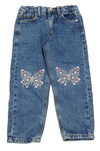 Modré relaxed rifle s motýly Denim Co. 