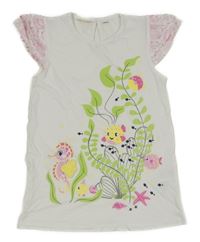 Bílé tričko s rybičkami Kids