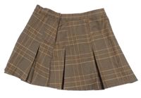 Hnědo-béžová kostkovaná skládaná sukně H&M