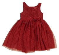 Červené šusťákovo/tylové slavnostní šaty H&M