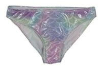 Modro-zeleno-růžové vzorované plavkové kalhotky