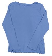 Modré žebrované triko s kroucenými lemy Primark
