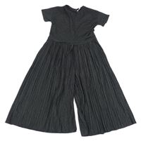 Tmavošedý skládaný culottes overal Zara