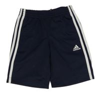 Tmavomodré sportovní kraťasy s pruhy Adidas 