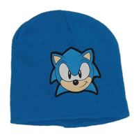 Modrá pletená čepice se Sonicem