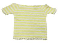 Žluto-bílé pruhované žabičkové crop tričko PRIMARK