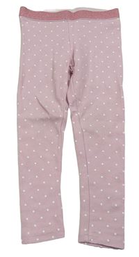Světlerůžové puntíkaté tregíny se třpytivým pasem PRIMARK