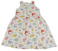 Smetanové puntíkaté šaty s dinosaury a palmami H&M