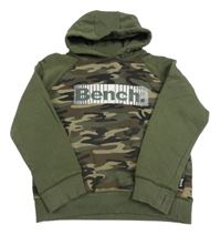 Army-khaki mikina s logem a kapsou a kapucí zn. Bench.