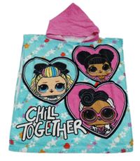 Azurovo-tmavorůžová froté pončo osuška s L.O.L. SUPRISE!