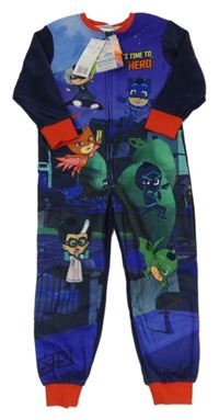Nový - ttmavomodro/fialovo-modro-červený fleecový overal s PJ MASKS