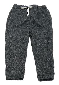 Černo-bílé vzorované pletené kalhoty Topomini