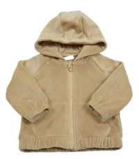 Béžová žebrovaná plyšová bunda s kapucí F&F