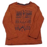 Medové triko s kytarou a nápisy S. Oliver