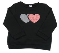 Černá mikina se srdíčky 