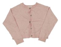 Světlerůžový melírovaný propínací crop svetr Next