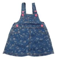 Modré riflové šaty s kytičkami