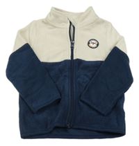 Tmavomodro-světlebéžová fleecová propínací mikina s nášivkou dopodopo