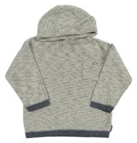 Bílo-modrý melírovaný svetr s kapsou s duhou a kapucí Next