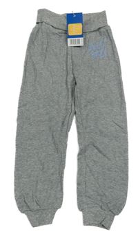 Nové - šedé melírované tepláky s nápisy lupilu