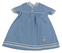 Modro-bílé pletené šaty s kuželkami absorba