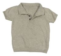 Světlešedé melírované pletené polo tričko s kapsou George