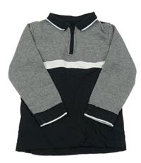 Černo-bílé mikinotriko se vzorem a límečkem George