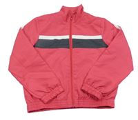 Tmavorůžovo/šedo-bílá šusťáková jarní sportovní bunda POCOPIANO