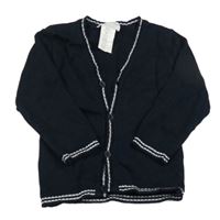 Tmavomodrý propínací svetr s pruhy Perfet Day