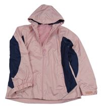 Světlerůžovo-tmavomodrá šusťáková funkční jarní bunda s kapucí crane