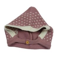 Starorůžovo-bílá pletená čepice se vzorem 