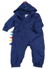 Tmavomodrá kostkovaná šusťáková jarní kombinéza s kapucí a ostny M&S