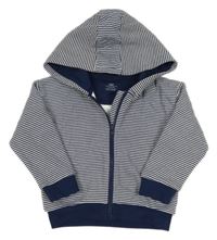 Tmavomodro-bílá pruhovaná propínací mikina s kapucí M&S