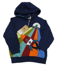 Nové - tmavomodrý svetr s raketou a kapucí Next