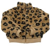 Hnědo-černý vzorovaný kožešinový podšitý crop bomber H&M