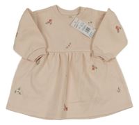 Nové - světlerůžové teplákové šaty s kytičkami F&F