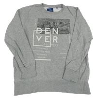 Šedá melírovaná mikina s nápisy a potiskem města TOM TAILOR