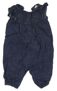 Tmavomodrý riflový kalhotový overal s krajkou a volánky early days