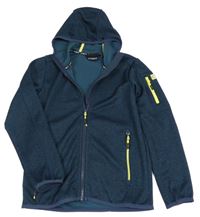 Tmavopetrolejovo-černá melírovaná propínací thermo mikina s nášivkou a kapucí CMP