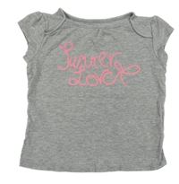 Šedé melírované tričko s nápisy Vertbaudet