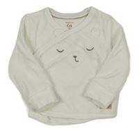 Bílá károvaná propínací zavinovací sametová propínací mikina s čumáčkem C&A