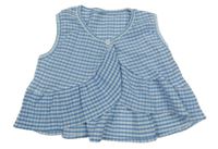 Modro-bílá kostkovaná mačkaná letní crop halenka 
