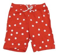 Červeno-bílé puntíkaté legínové kraťasy s mašlí Zab Kids