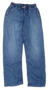 Modré jogger PULL ON regular fit teplákové rifle H&M