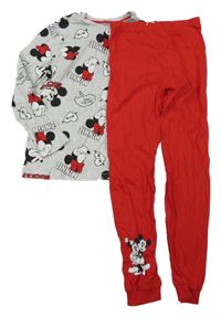 Nové - světlešedo/melírovano-červené pyžamo s Minnie PRIMARK